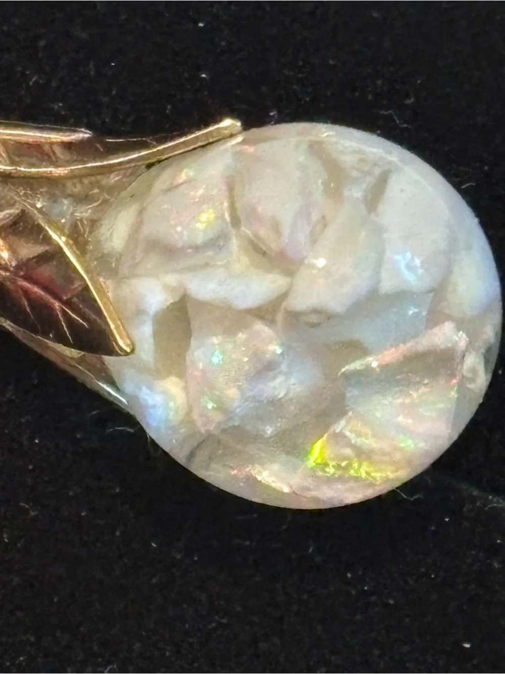 Unique Vintage 10k Gold floating Opals chips Teardrop Pendant - from 1940s - Picture 9 of 12